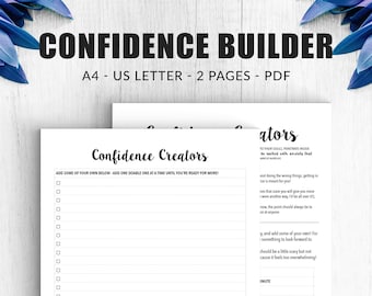 Confidence Building Activity Printable | Self Confidence Exercise | Self Esteem Journal Page | Anxiety Workbook Planner Insert | Letter & A4