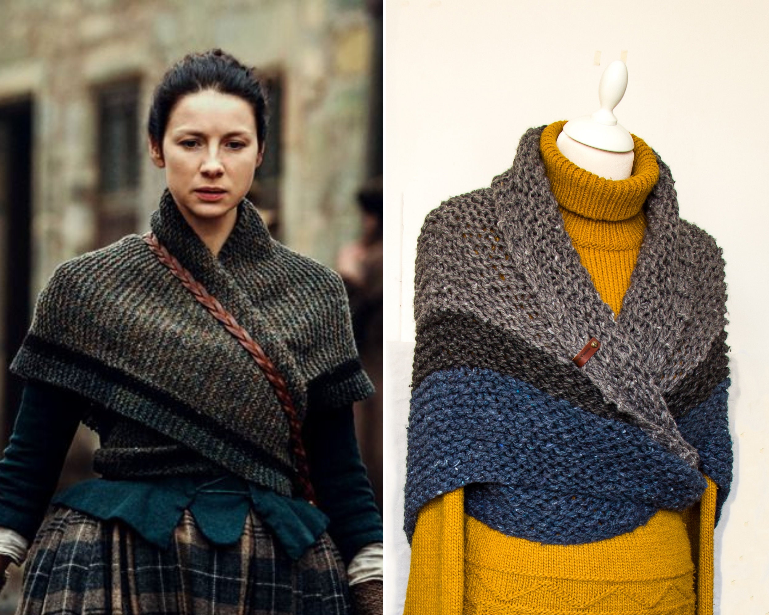 Outlander Shawl Wrap Chunky Knit Shawl Hand Knitted Triangle Etsy UK
