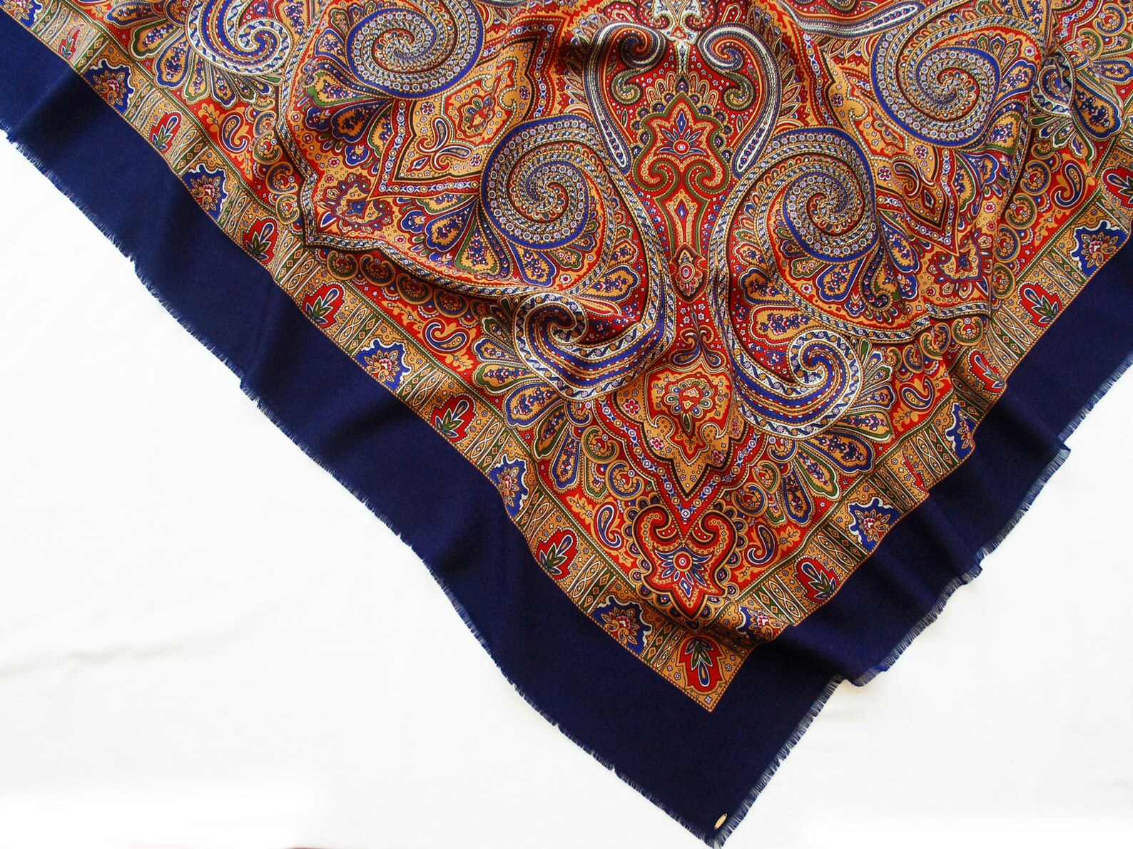 Russian shawl head scarf Pavlovo Posad scarf wrap Blue | Etsy