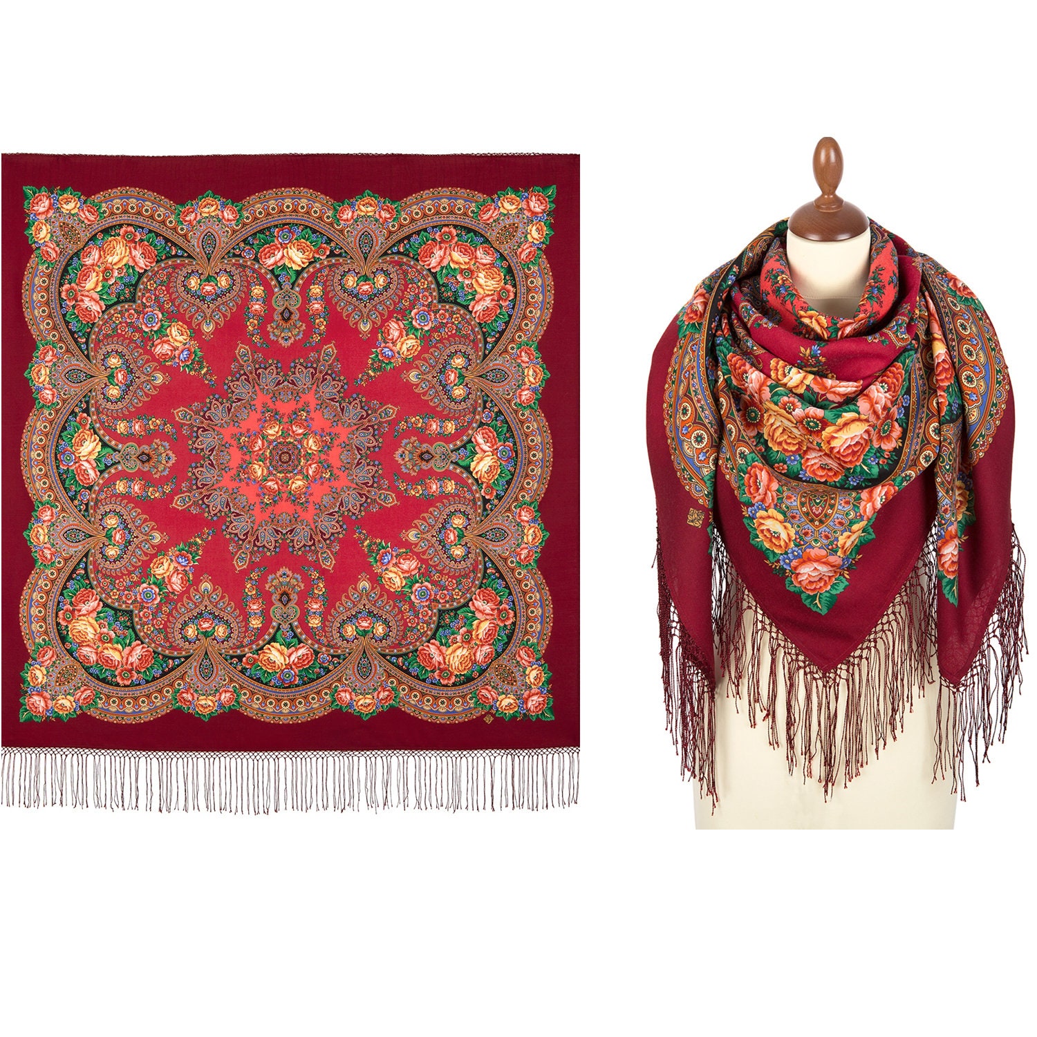 red evening shawl