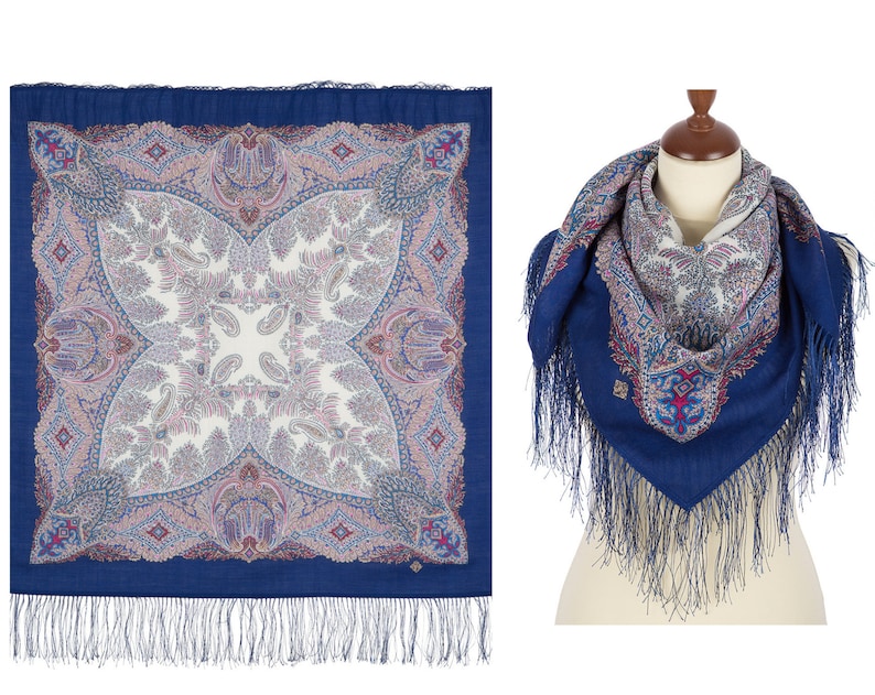 navy wool shawl