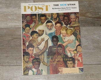 1961 Saturday Evening Post April 1 1961 Norman Rockwell  Do unto others Rare