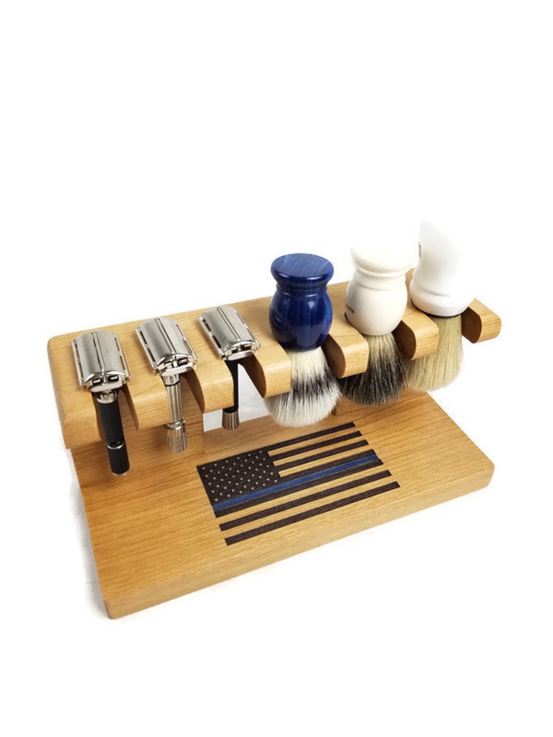 Safety Razor Shaving Brush Stand, Custom Wood up to 5 Slots for Razor ...