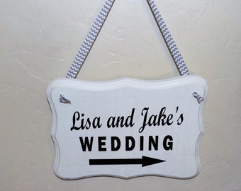 Wedding Arrow sign, Bride and grooms name, Directional Arrow sign, Wedding Arrow, Fancy wedding sign