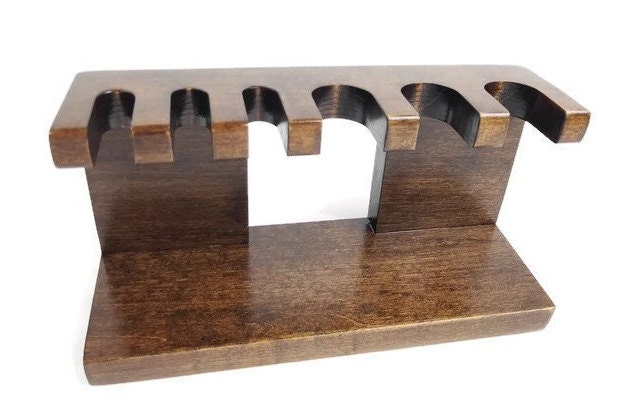 Safety Razor Shaving Brush Stand, Custom Wood W/dark Brown Stain up to ...