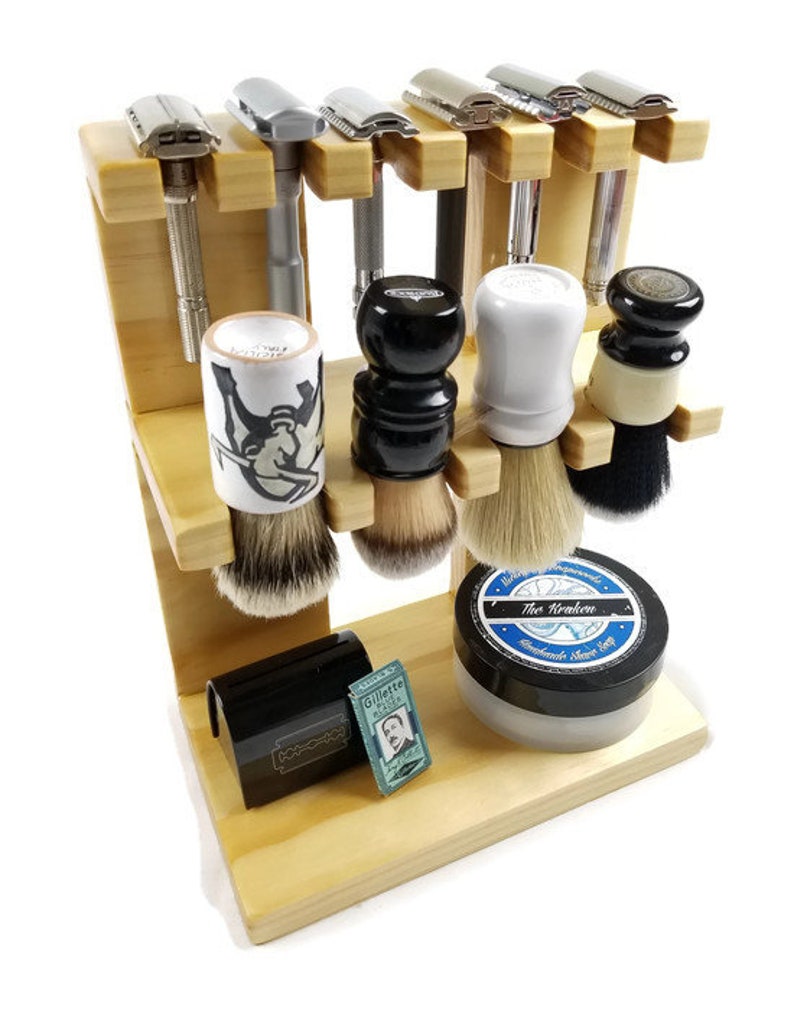 Safety Razor and Shaving Brush Stand Double Decker Wooden Etsy