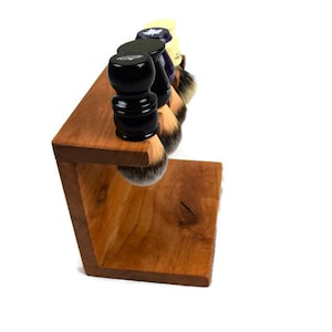 Mens Custom Wood shaving brush stand 4 brush slots, Fathers day gift, gift for dad, Christmas gift image 6