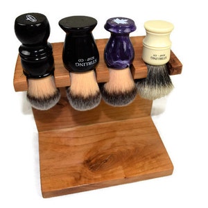 Mens Custom Wood shaving brush stand 4 brush slots, Fathers day gift, gift for dad, Christmas gift image 1