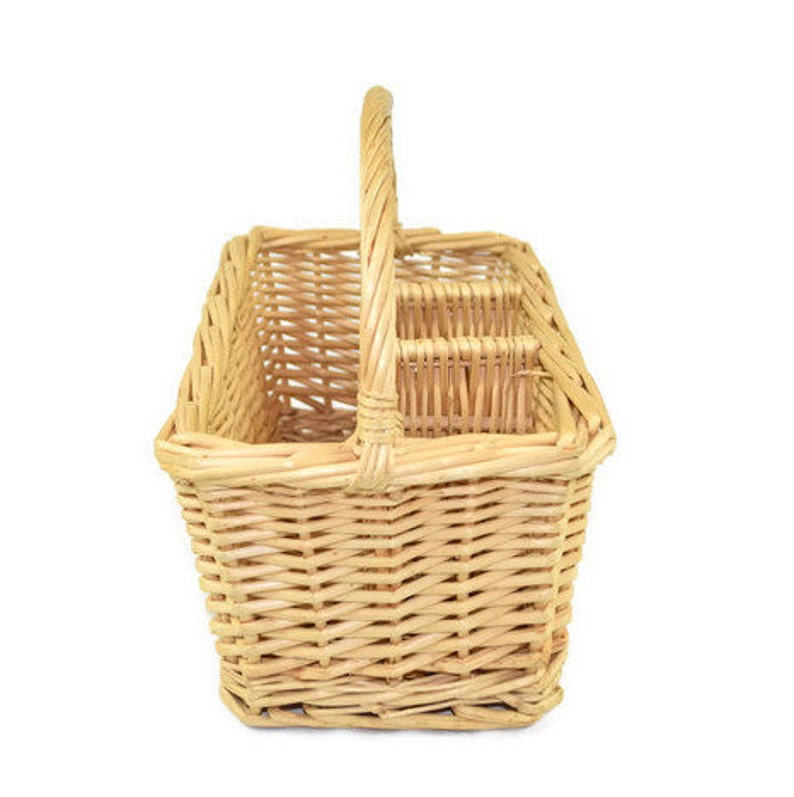 Vintage Napkin Flat Ware Basket With Handle Picnic Outdoor Etsy