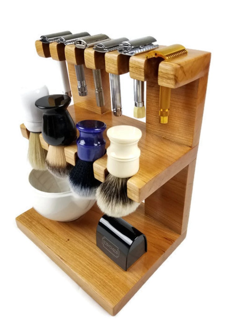 Safety Razor and Shaving Brush Stand Double Decker Wooden Etsy