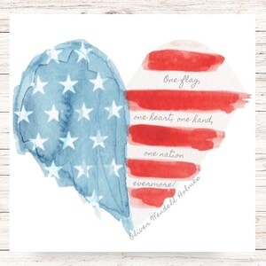 4th of July Printable Wall Art, American Flag Wall Art Print, 4th of July Printable, Fourth of July Patriotic Sign, Flag Print, Heart, Quote