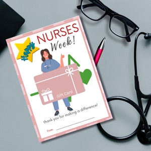 Nurse Appreciation Gift Card Holder, Printable Gift for Nurse, Nurse Week Gift, Nurse Employee Appreciation