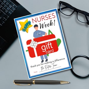 Nurse Appreciation Gift Card Holder, Printable Gift for Nurse, Nurse Week Gift, MALE Nurse Gift, Employee Appreciation