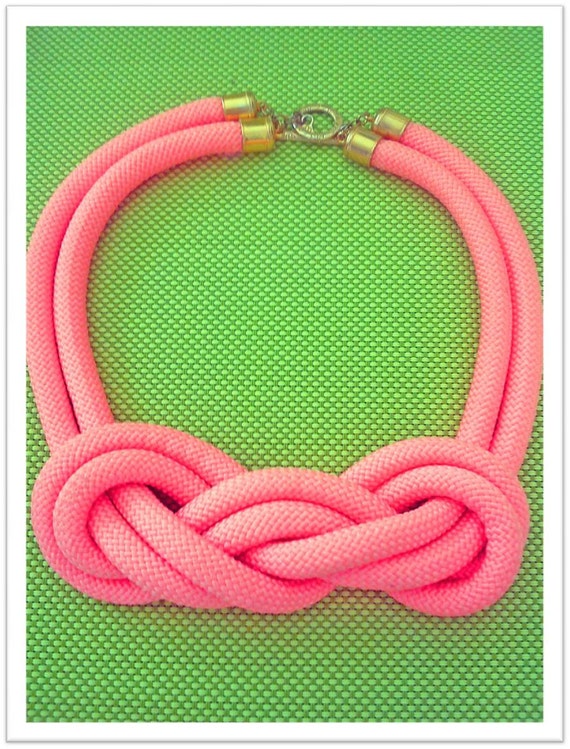 Items similar to Hot Pink Rope Nautical knot Statement Necklace on Etsy