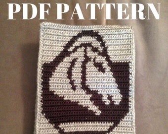 Horse Head Fantasy City Crest crochet/cross-stitch PDF pattern