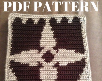 Medieval Cross Fantasy City Crest crochet/cross-stitch PDF pattern