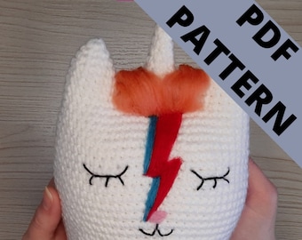 PDF Crochet Pattern David Bowie Aladdin Sane Caticorn