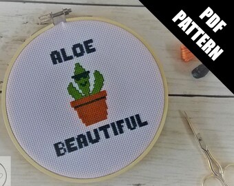 Aloe Beautiful Plant PDF Cross Stitch Pattern