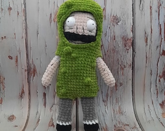 Burger Man Crocheted Doll - Pickle Suit
