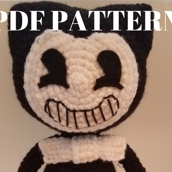 Smiling Black & White Demon Amigurumi Crochet Pattern