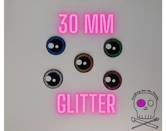 5 Pairs 30 mm Glitter Eyes, Kawaii Eyes, Amigurumi Eyes, Felt Eyes