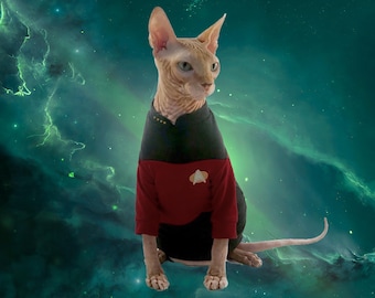 TNG Cat Costume, Star Trek Uniform for Sphynx Cats