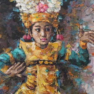 XL Balinese Dancer Original Oil Painting - Ubud, Bali 2007