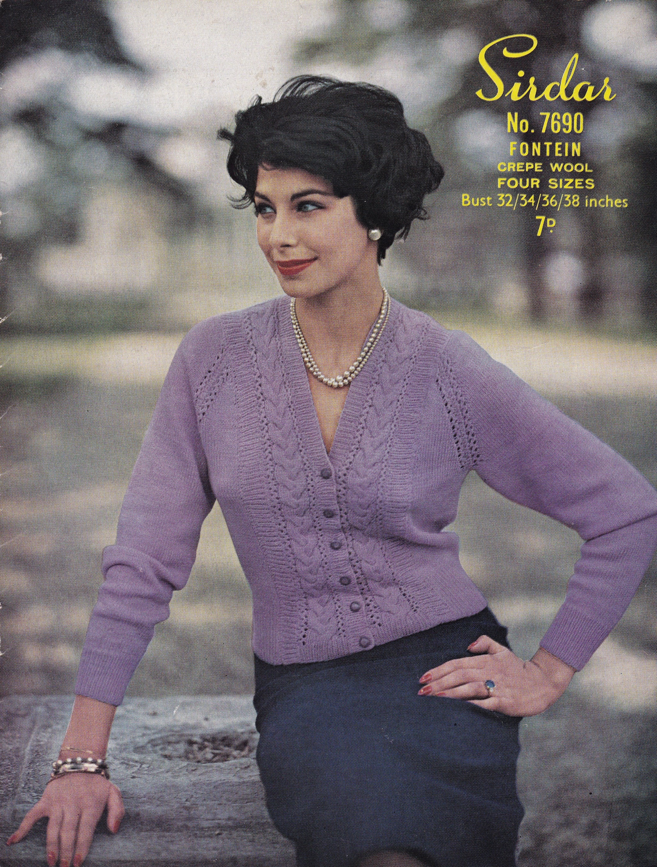 Vintage Ladies Knitting Pattern for V Neck Cardigan .pdf Etsy