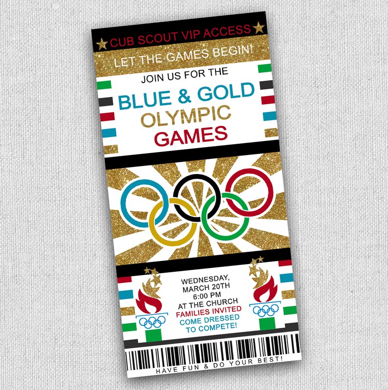Cubscout Olympic Invitation Olympics Party Invitation Blue Etsy