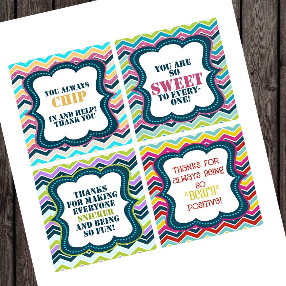 teacher or employee appreciation candy tags 28 different