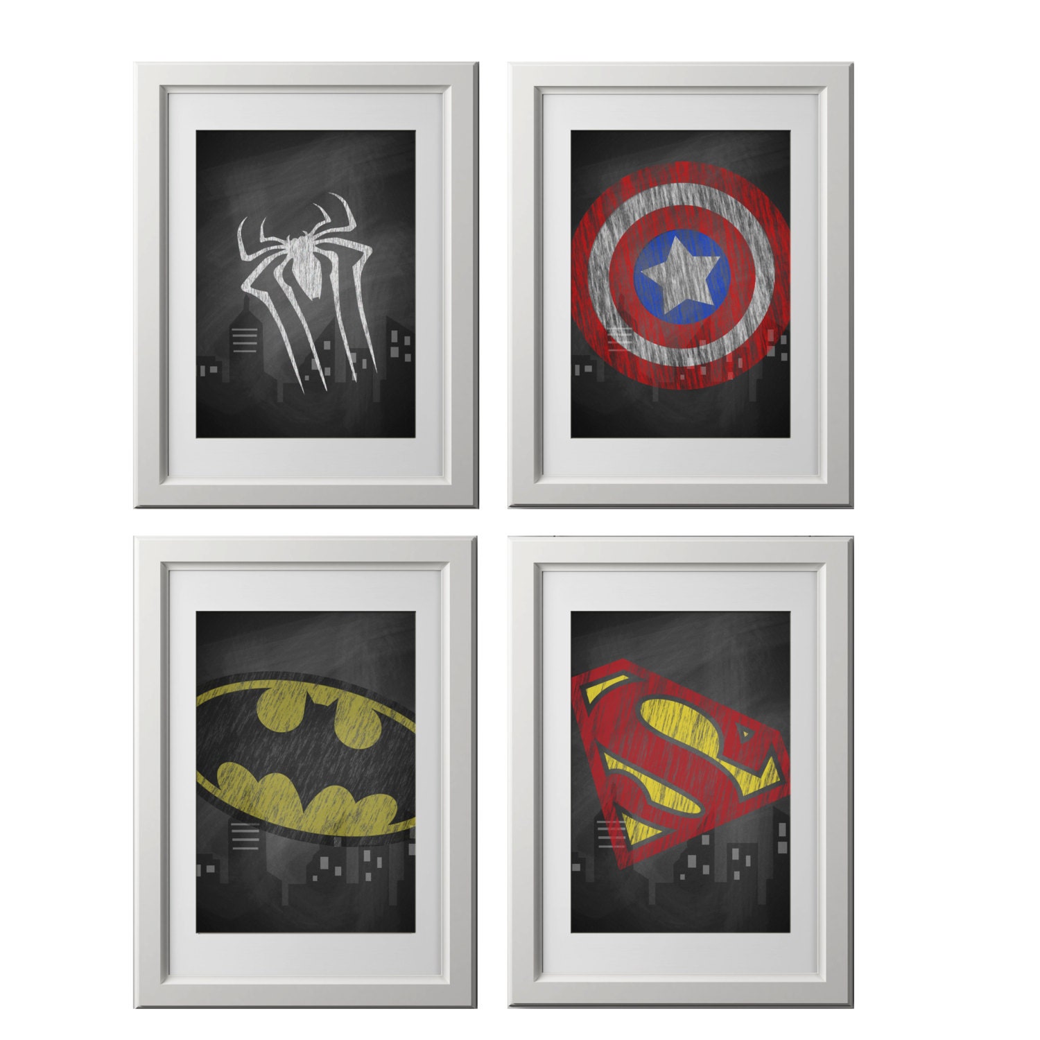 PRINTED superhero wall art prints super hero wall art