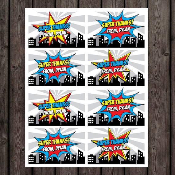 superhero favor tags superhero thank you tags superhero etsy
