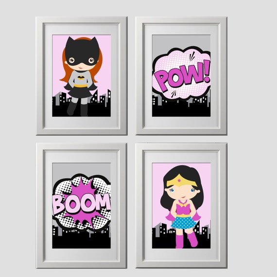 superhero girls wall art prints superhero wall art prints Etsy
