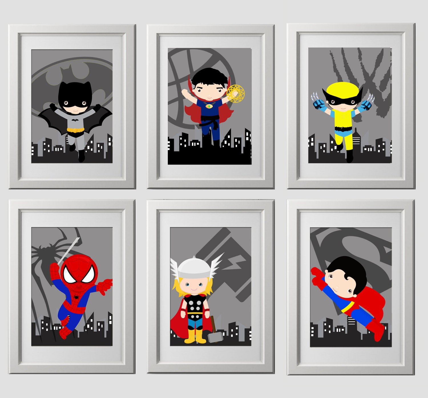 superhero wall art prints PRINTED super hero wall art prints Etsy