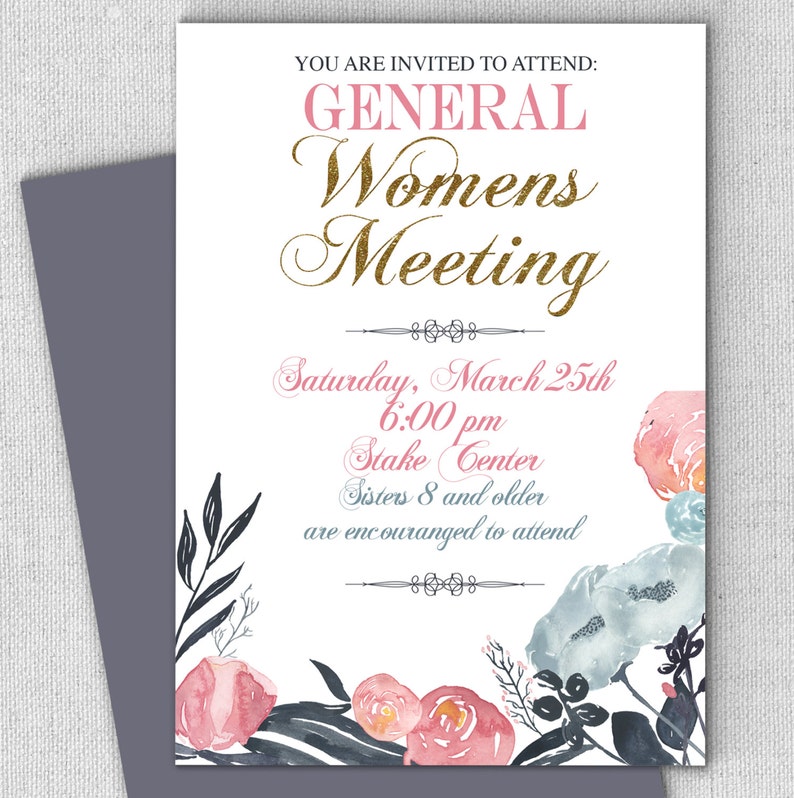 Relief Society Invitation General Meeting Invitation Floral Etsy