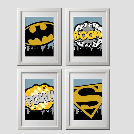 PRINTED superhero wall art prints superhero wall decoration Etsy