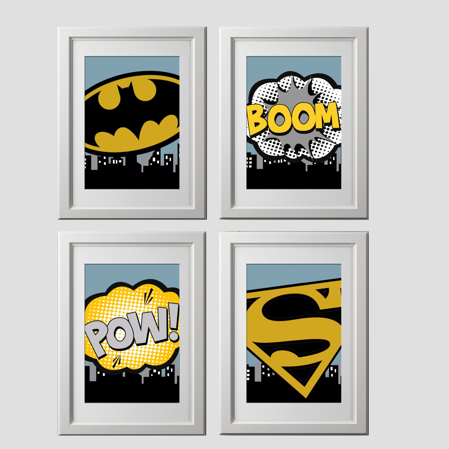 PRINTED superhero wall art prints superhero wall decoration