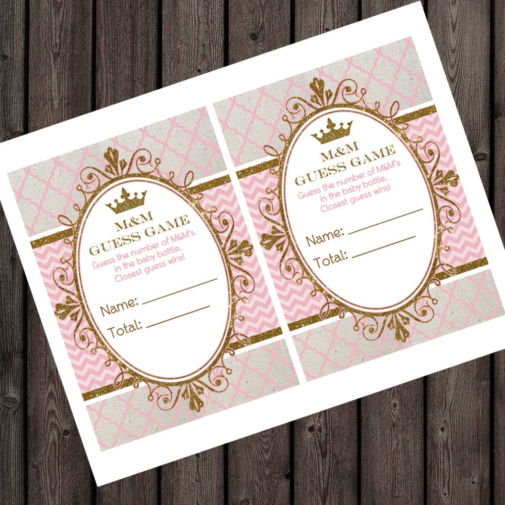 Baby Shower M M Game Candy Guess Game 5x7 Inch Two Per Page Etsy