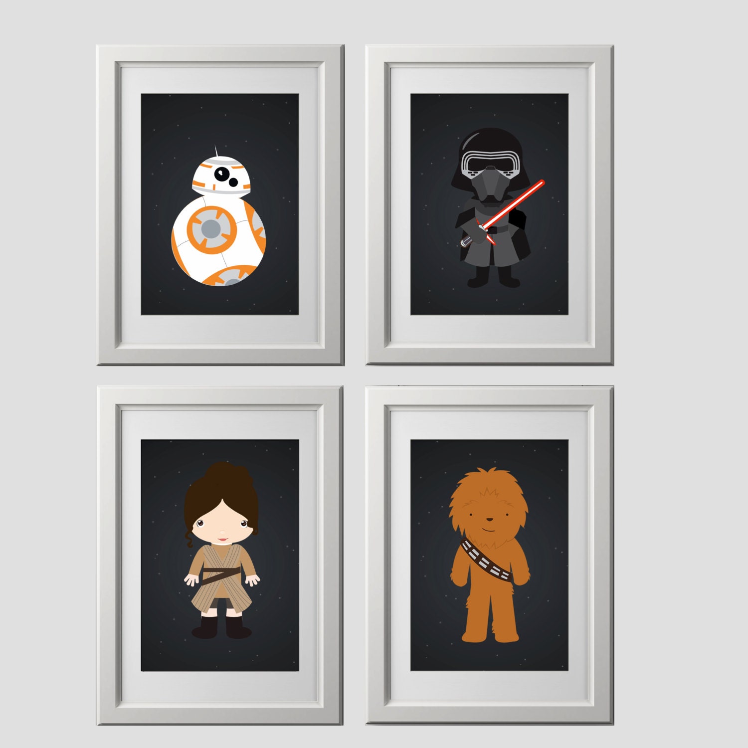 star wars wall art prints star wars wall decor starwars set | Etsy