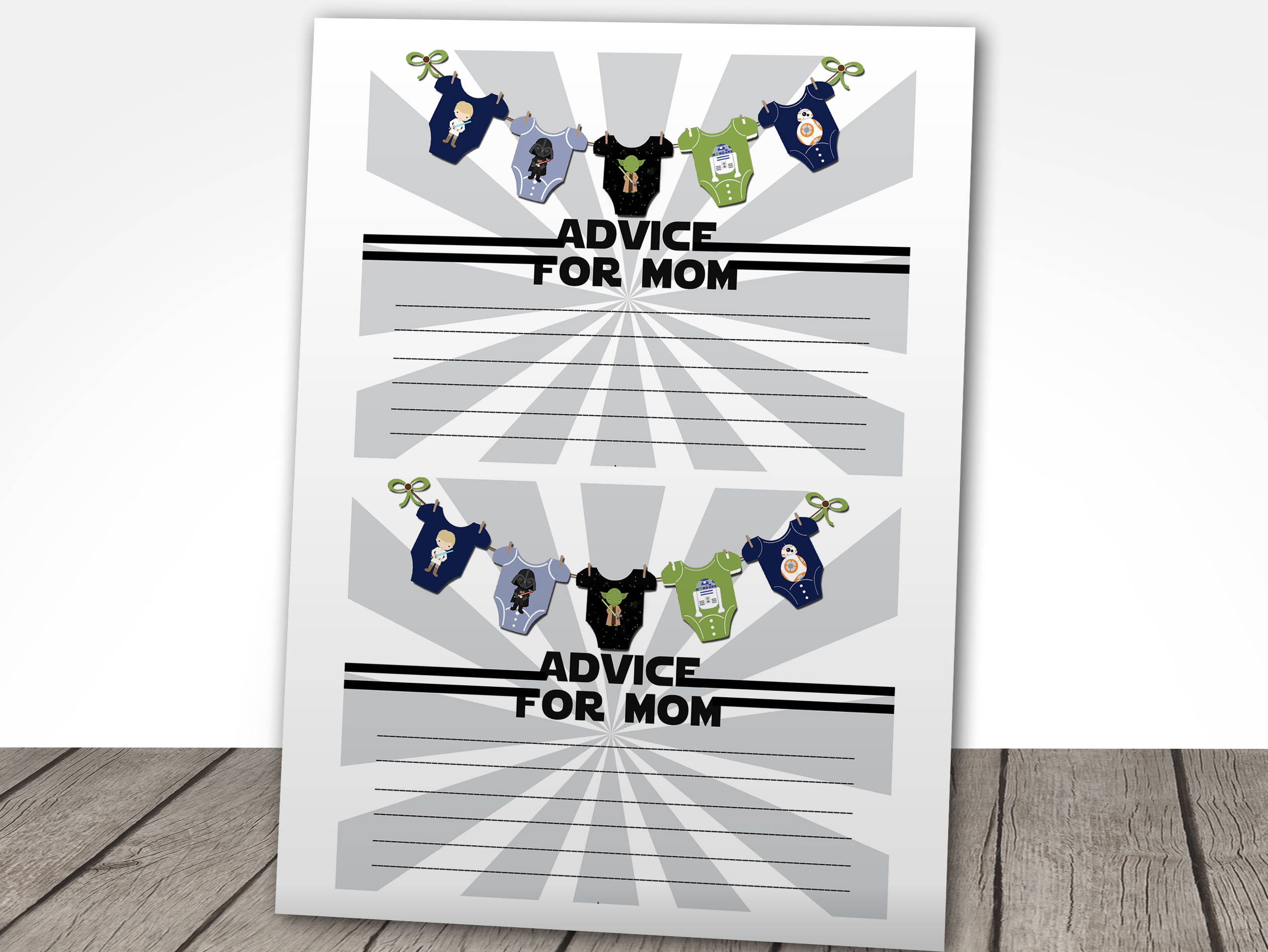 star wars baby shower Advice for mom cards starwars baby Etsy