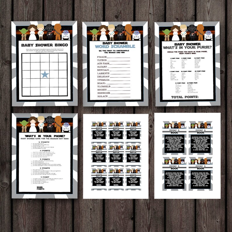 Home Garden Party Games Activities 50 Star Wars Baby Shower Bingo Game Cards Dailystyles De