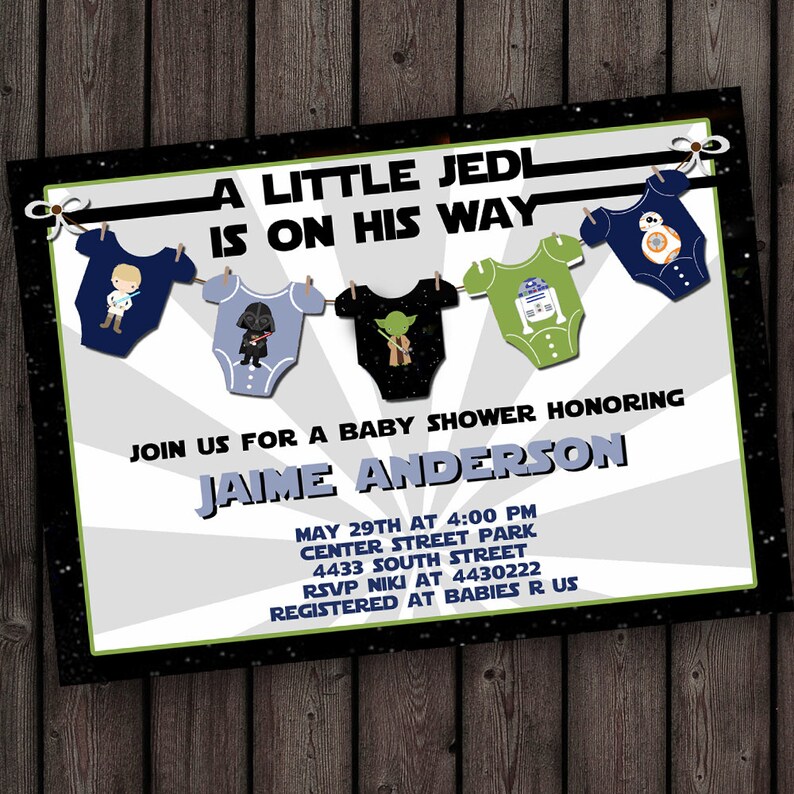 Starwars Baby Shower Invitation Fast Ship Star Wars Baby Etsy