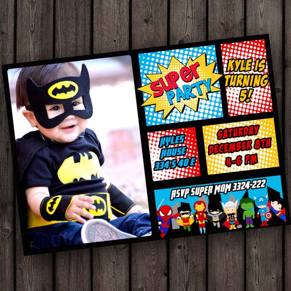 superhero birthday invitation super hero party invitation etsy