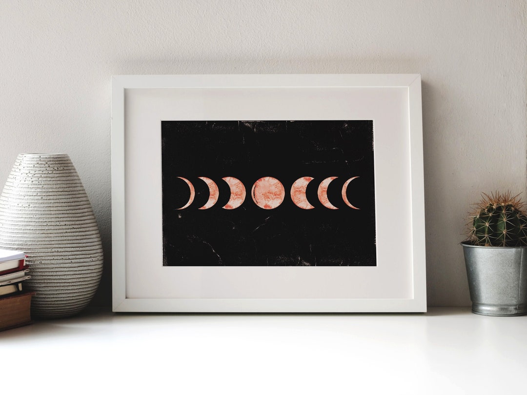 Pink Moon Phases Boho Printable Moon Phase Watercolor - Etsy