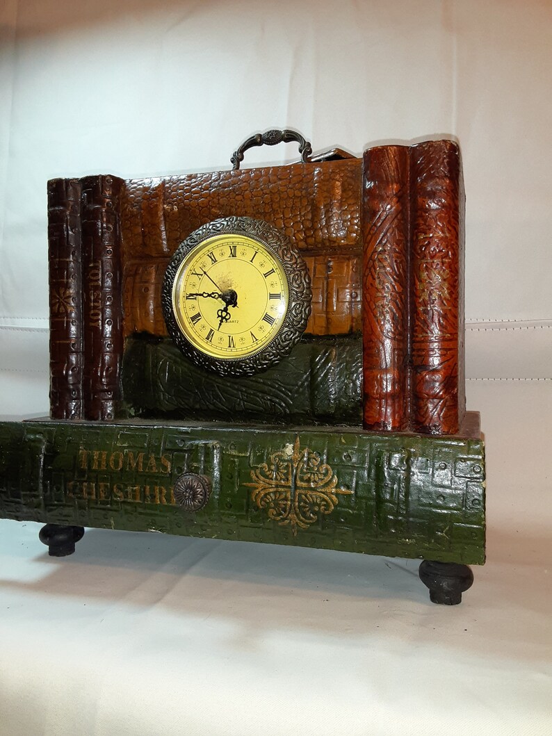 Old Clock Books Library Style Desk Dresser Caddy Jewelry Box Etsy