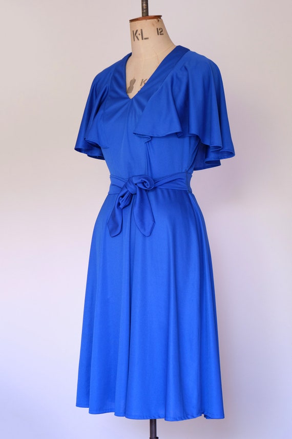 70s does 30s, True vintage 70s dress,  in  royal … - image 3