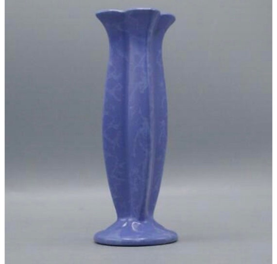 Vintage Blue Mottled Rumrill Redwing Vase 329 Etsy