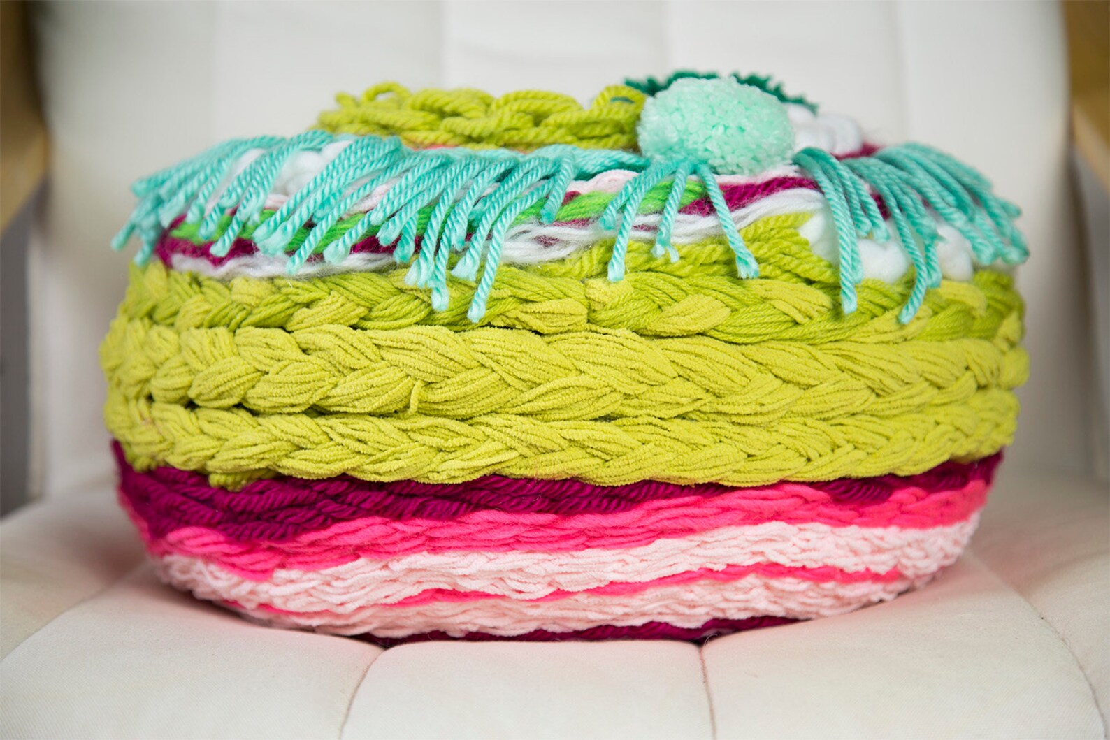 Handwoven Round Colorful Two Sided Pillow Ottoman Poufs Etsy