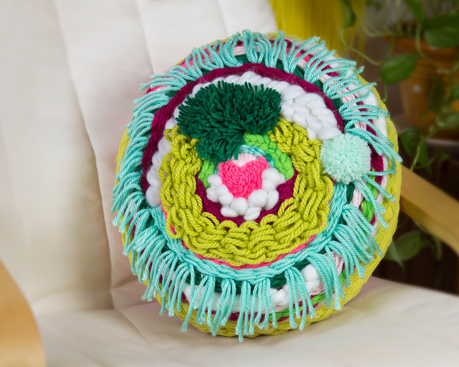 Handwoven Round Colorful Two Sided Pillow Ottoman Poufs Etsy