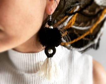 Pompom Tassels beads drop earrings